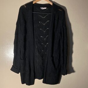 Pink Republic Black Open Knit Cardigan